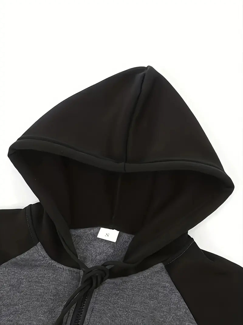 Men's Casual Color Block Hooded Jacket