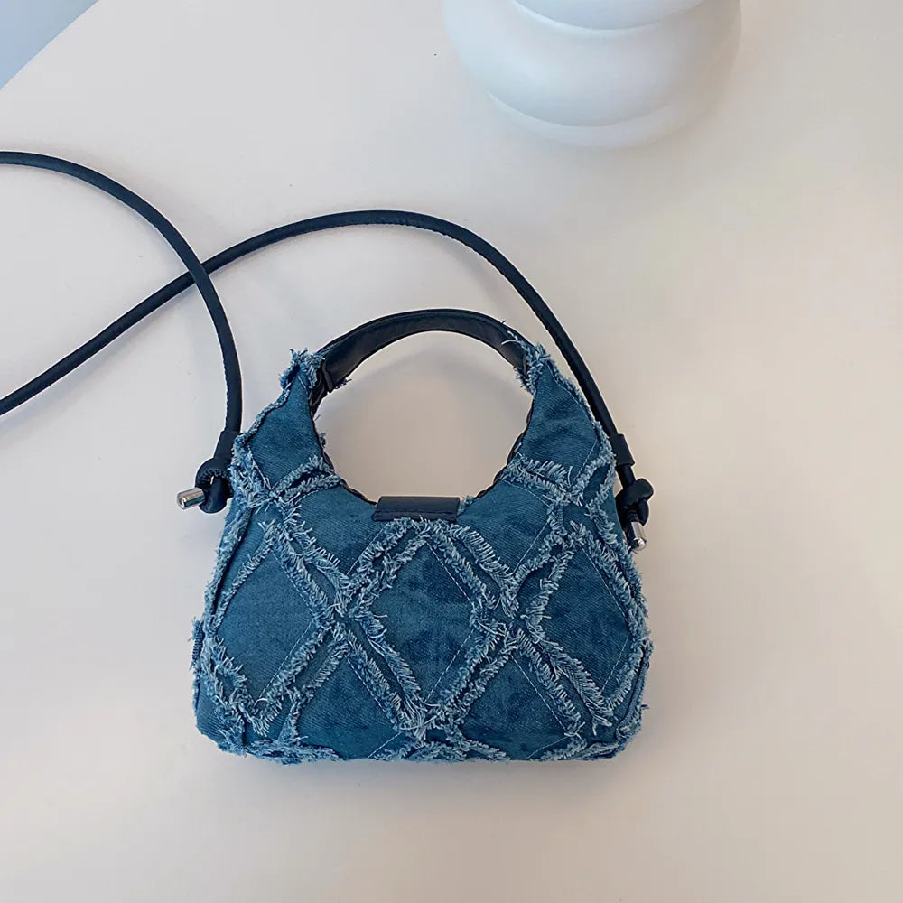 Quilted Raw Hem Mini Crossbody Bag