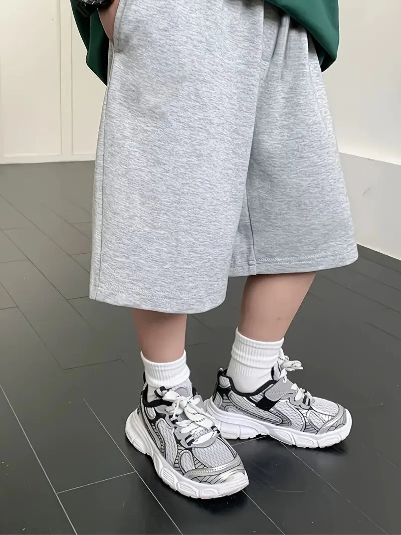 Boys' Lightweight Knit Cropped Shorts with Letter B