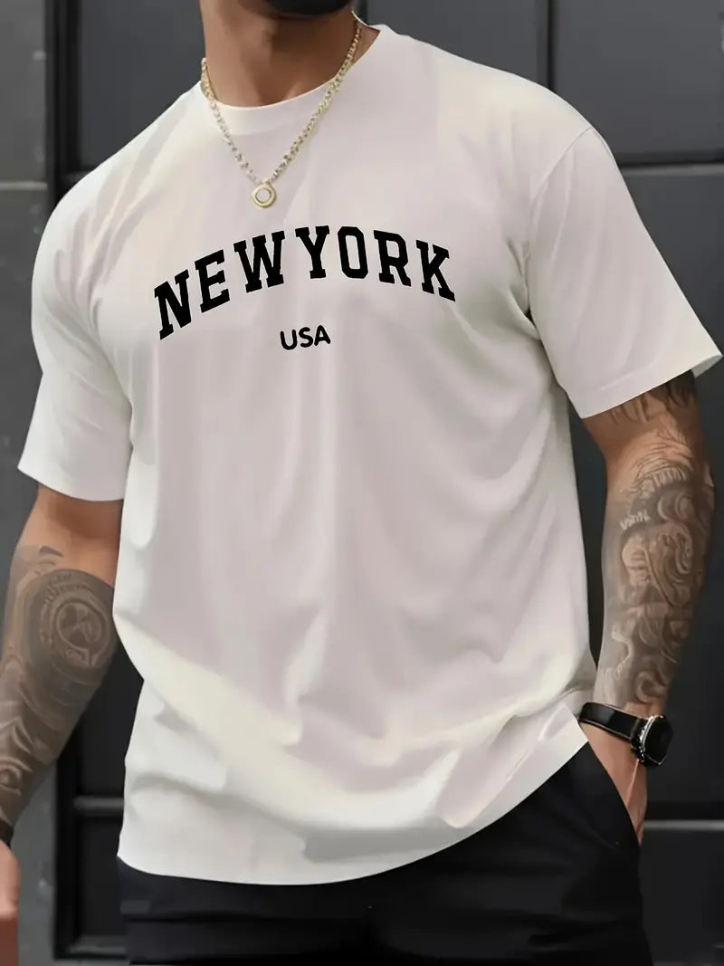 Men's Pure Cotton Letter Print T-Shirt