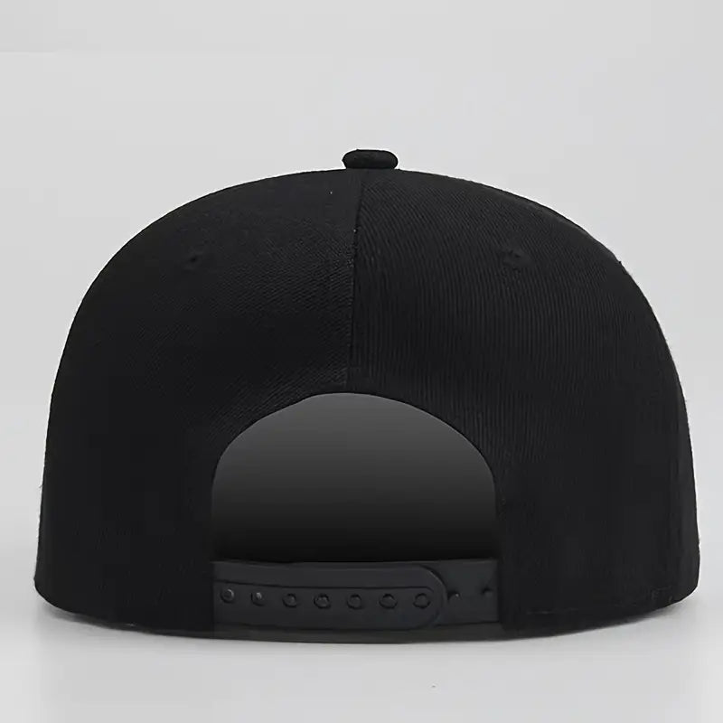 Flat-Brim Hip-Hop Cap with Red Rose Cross Design