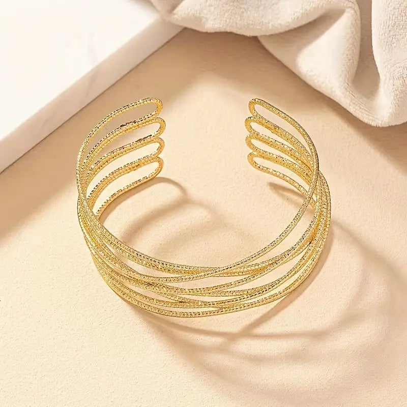 Simple Elegant Geometric Open Cuff Bracelet for Women