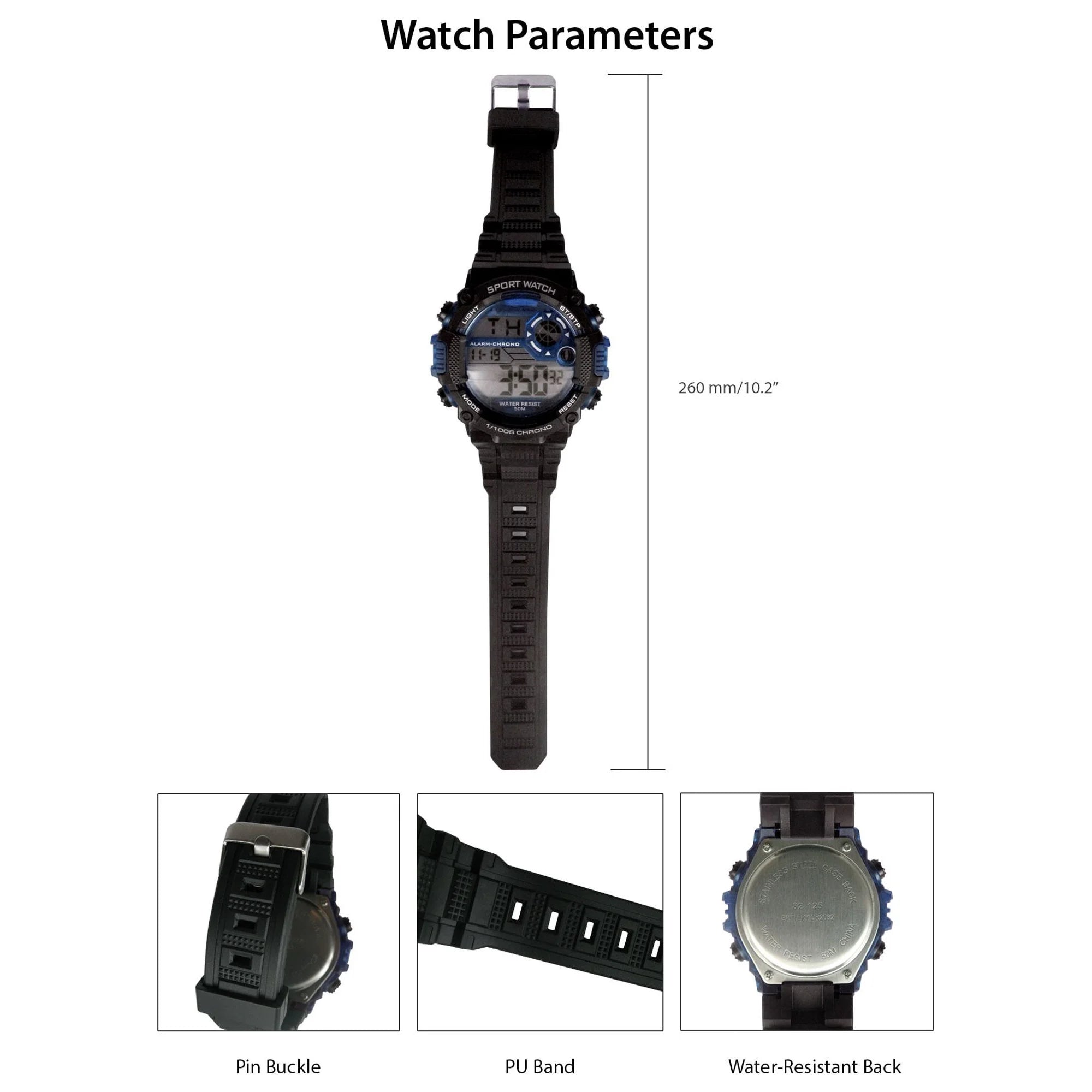 George Mens Digital Sport Wristwatch Plastic Strap