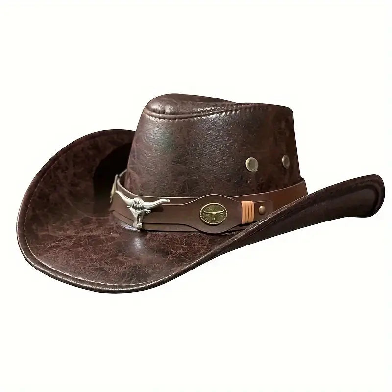 Authentic Western Cowboy Hat with Rivet Belt