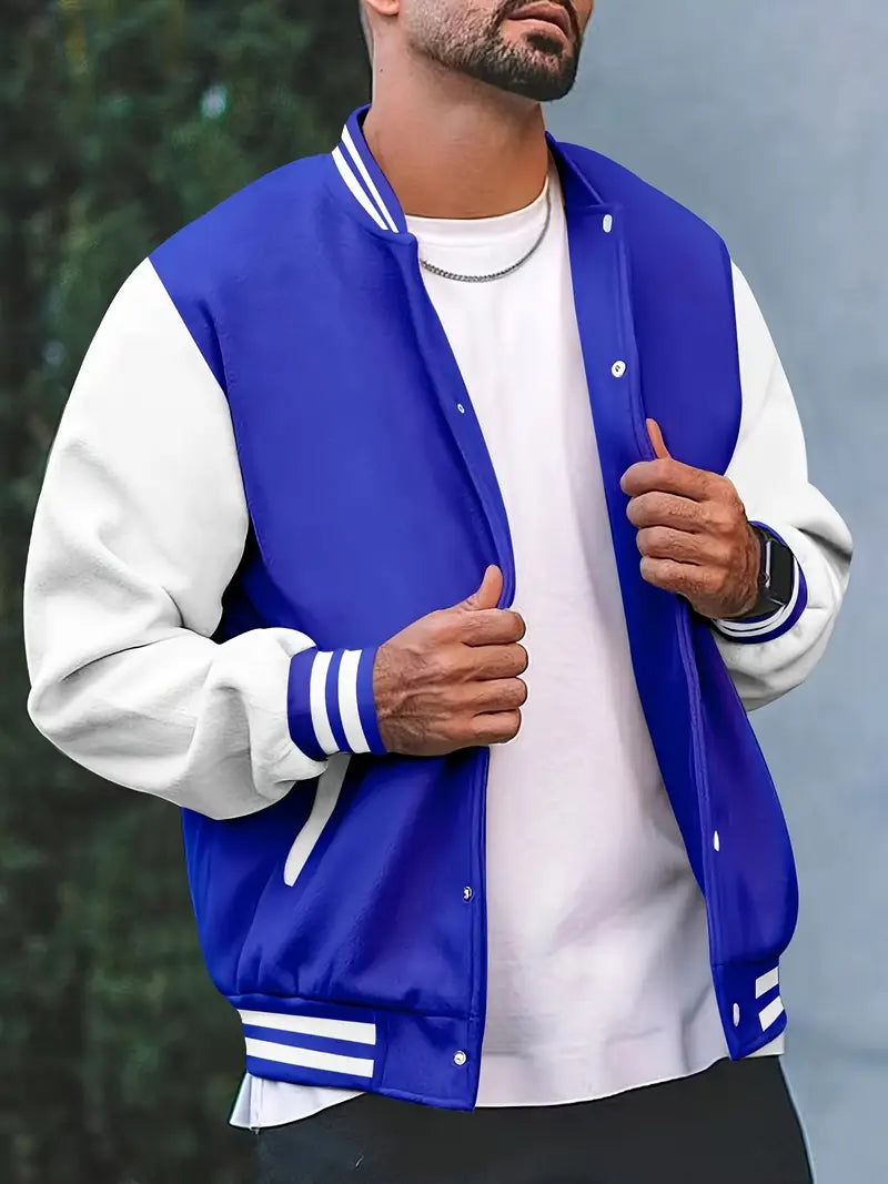 Men's Classic Striped Baseball Jacket