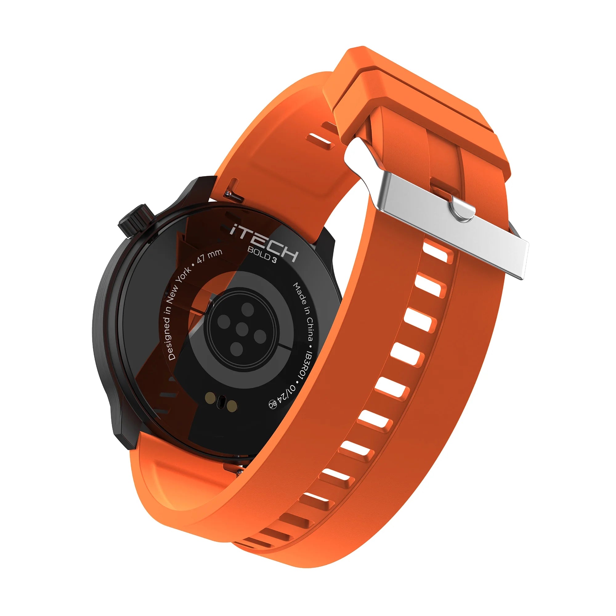 iTech Bold 3 Men Smart Watch, Orange, Silicone Strap