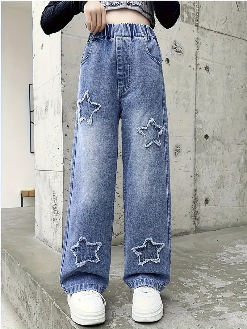 Y2K Style Five-Point Star Jeans for Girls