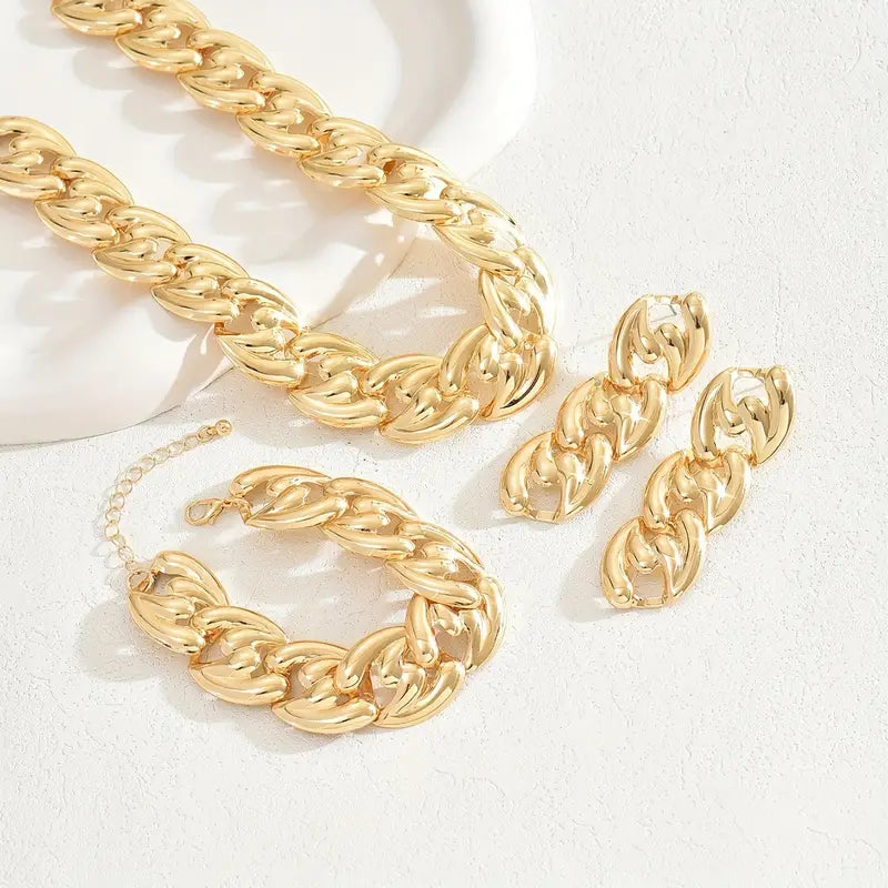 Golden-Tone Luxurious Jewelry Set