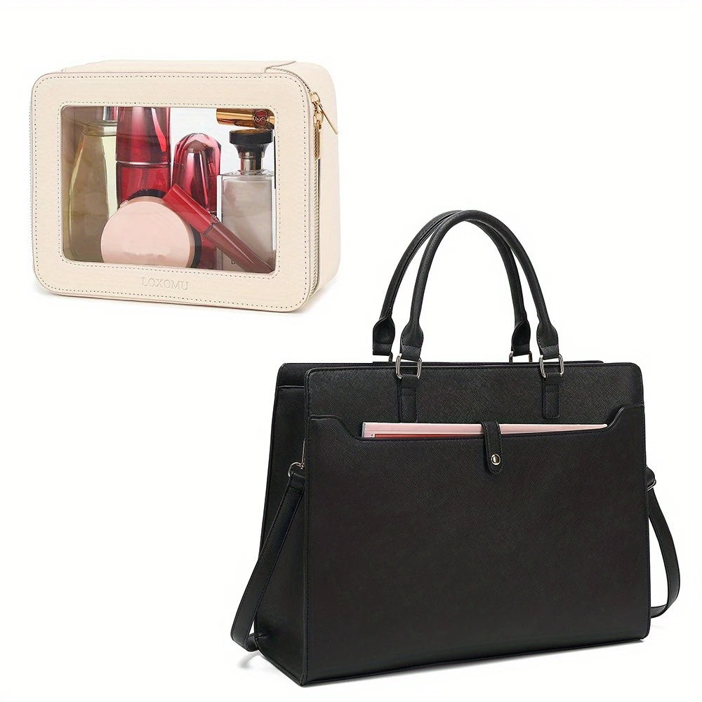 Women, 15.6 Inch Computer Bag with Clear Makeup Bag Large Work Bag for Business Office