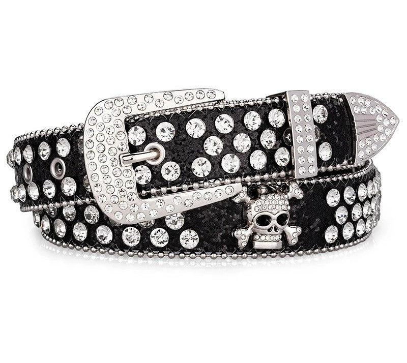 Maikun Black Rhinestone Western Bling Belt