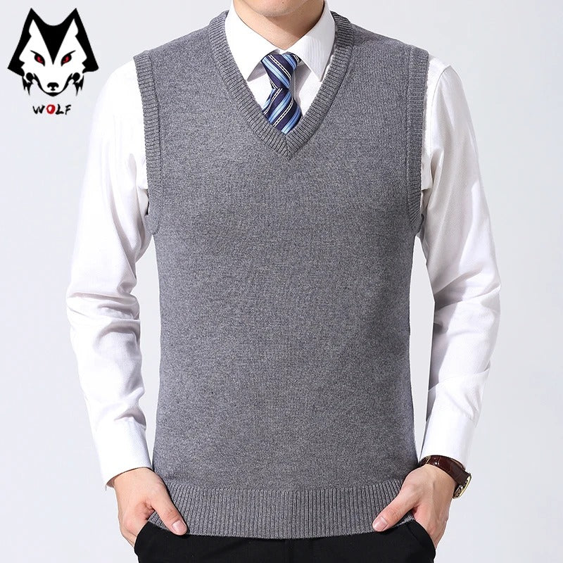Men’s Thick Knit V-Neck Sweater Vest