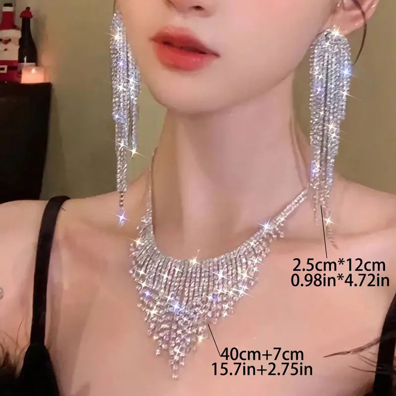 Oversized Galaxy Sparkling Tassel Earrings