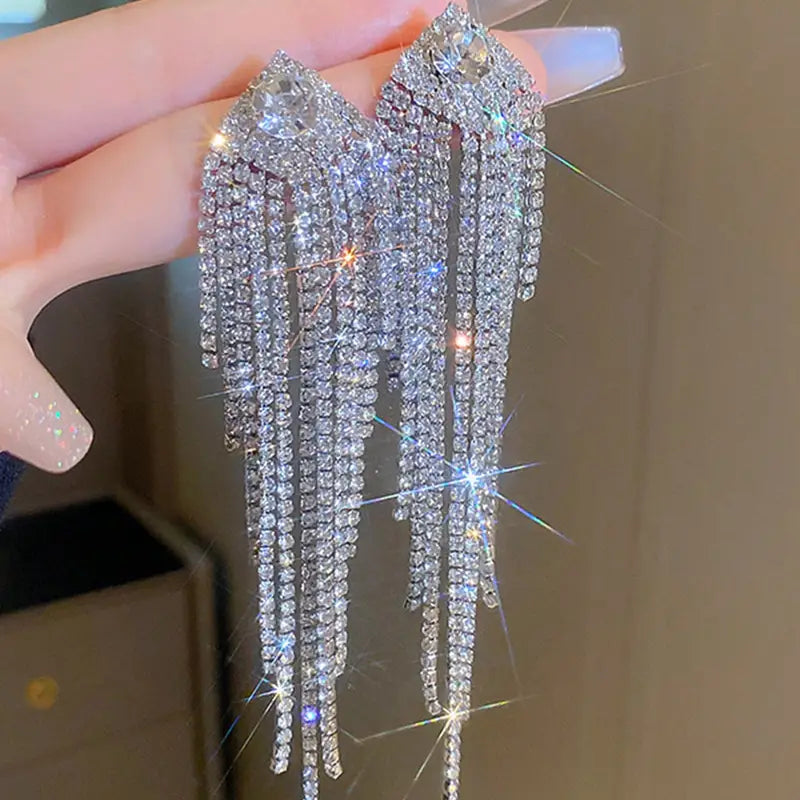 Oversized Galaxy Sparkling Tassel Earrings