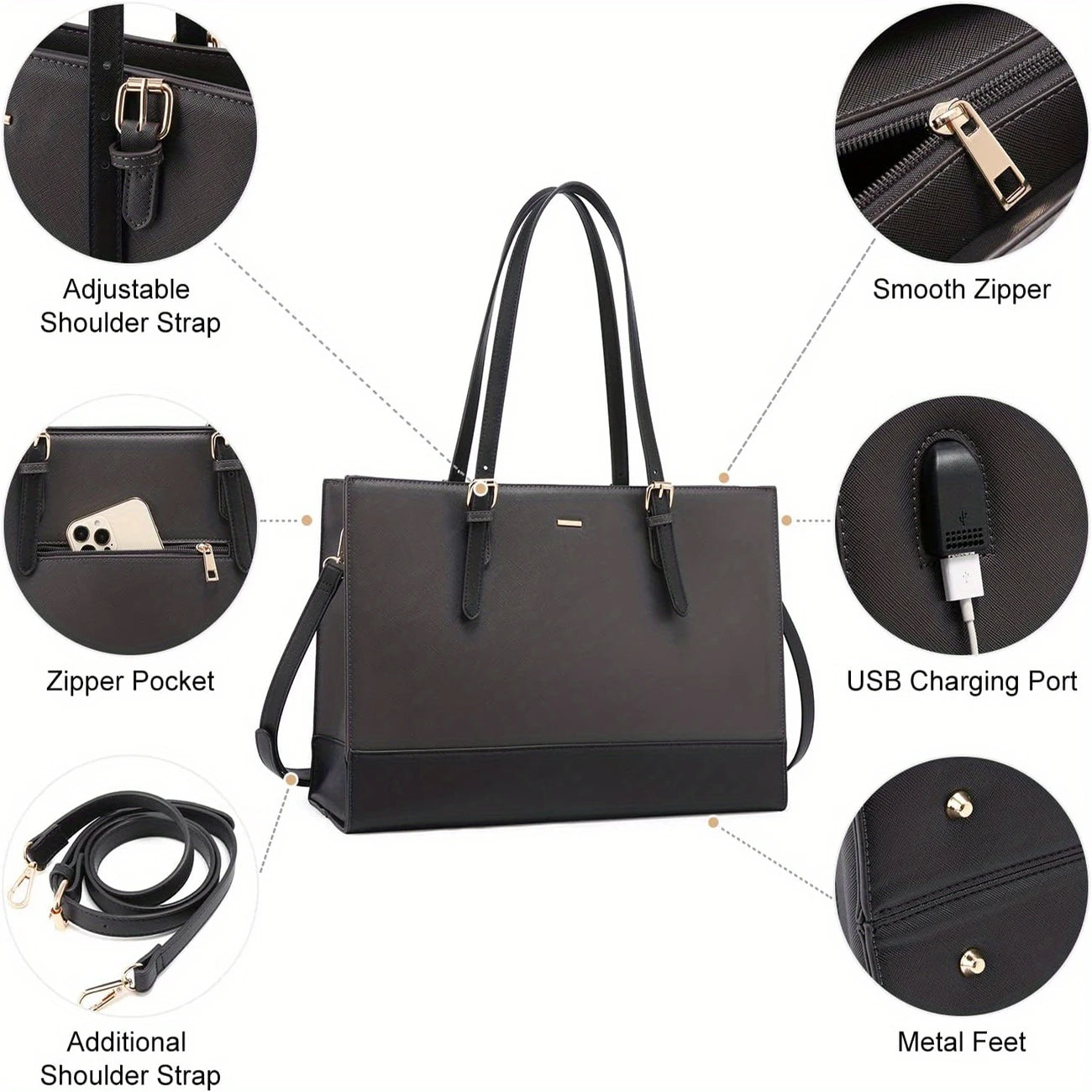 Laptop Tote Bag, Laptop Bag For Women, Large Handbag, Shoulder Bag Purse For Business Work