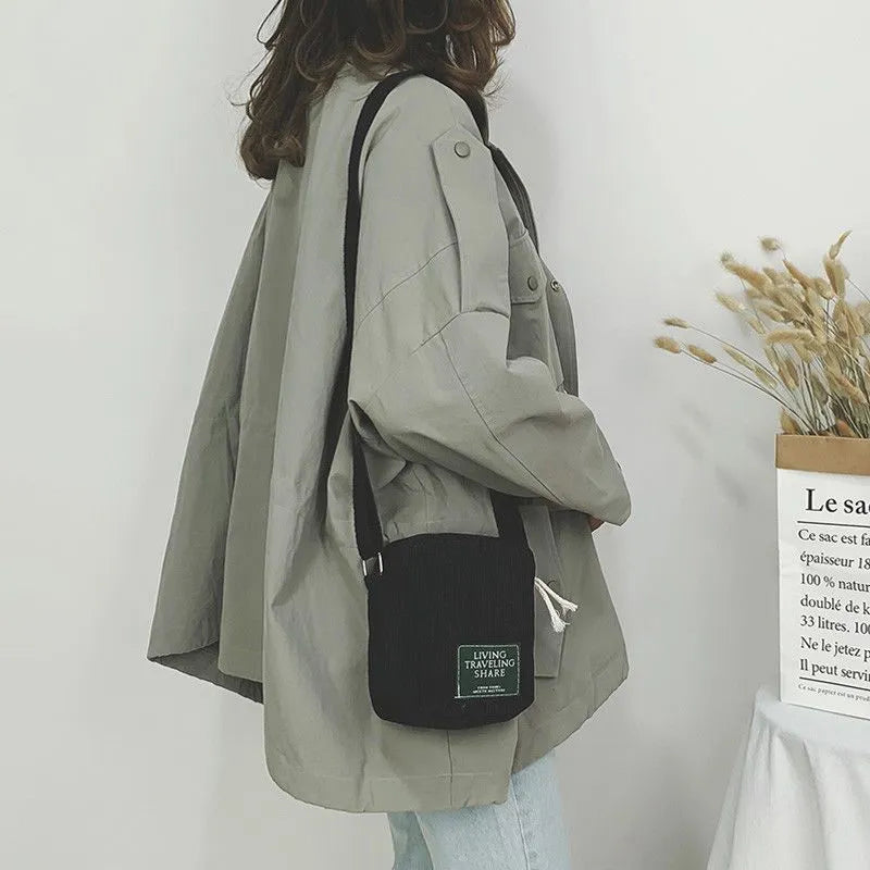 Women Messenger Bag Corduroy Mini Messenger Crossbody Bag