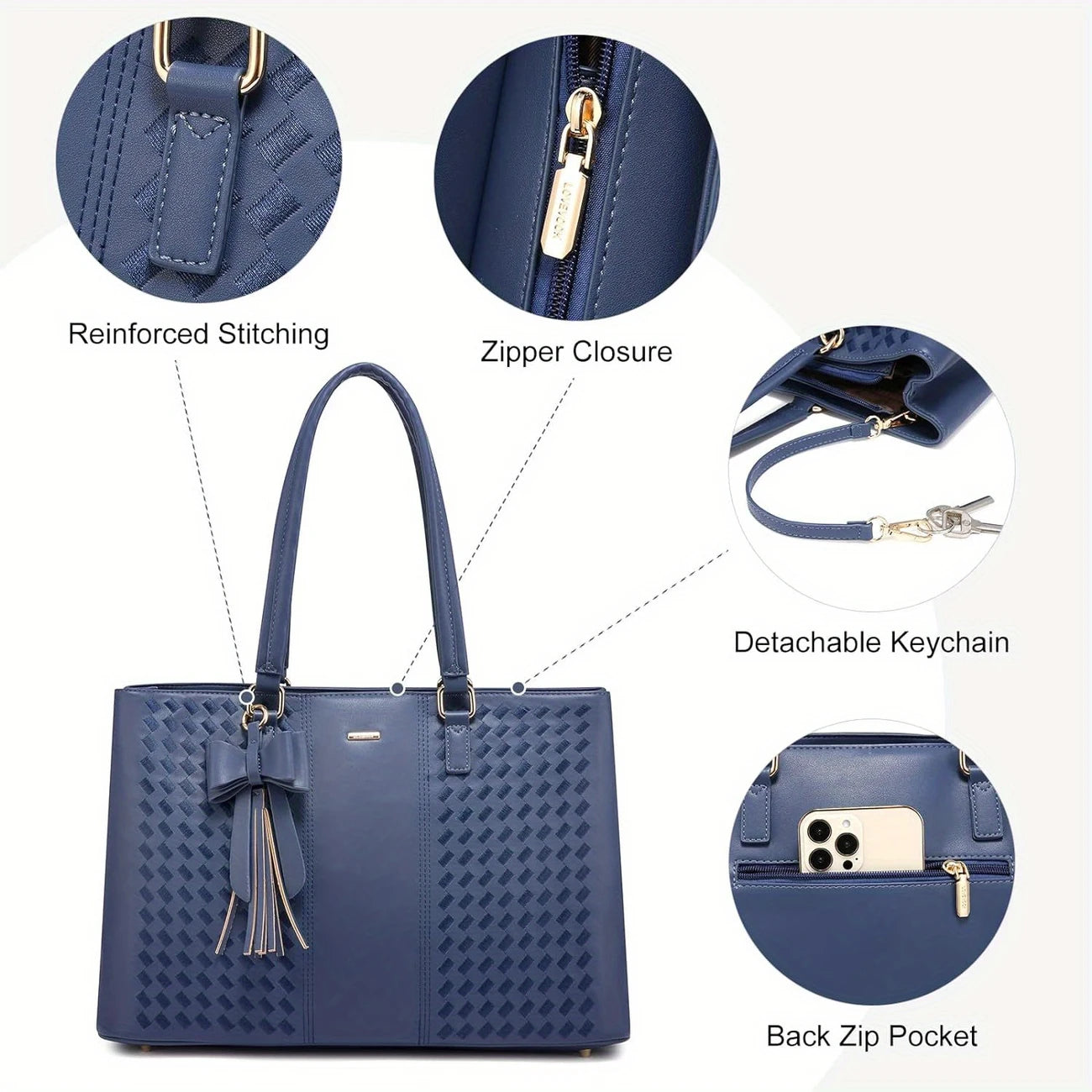 Women - 15.6 Inch Business Office Work Briefcase with Golden