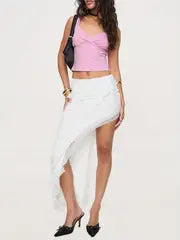 Women'S Crop Tank Tops Slim Fit V Neck Sleeveless Backless Ruched Back Cross Adjustable Strap Tops for Summer