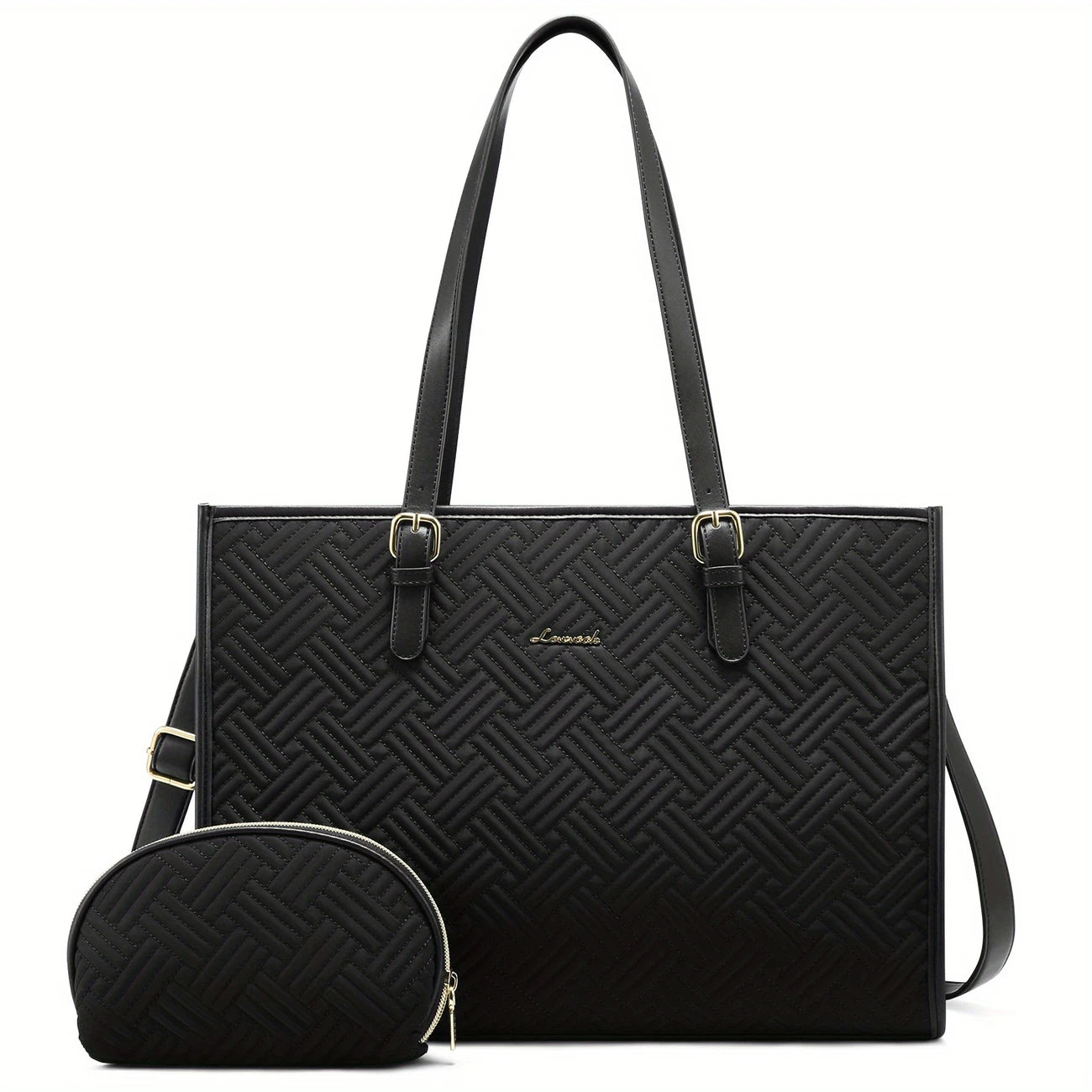 Women, Computer Tote Bag with Notebook Compartment, Mixed Color Handbag Shoulder Purse for Business