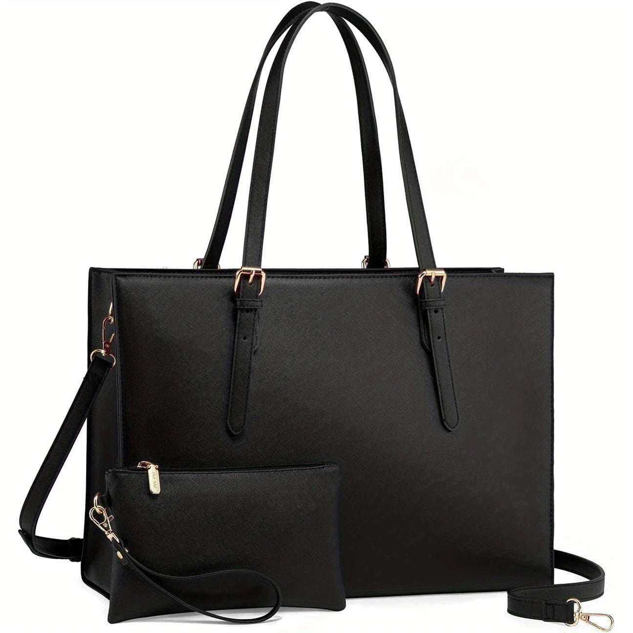 Women Large Capacity Shoulder Bag Set With Clutch Purse, Professional Business Briefcase