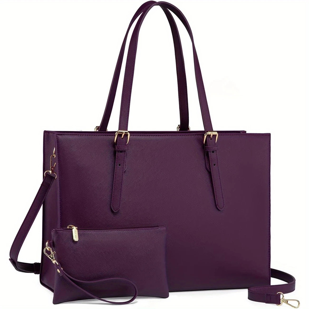 Women Large Capacity Shoulder Bag Set With Clutch Purse, Professional Business Briefcase