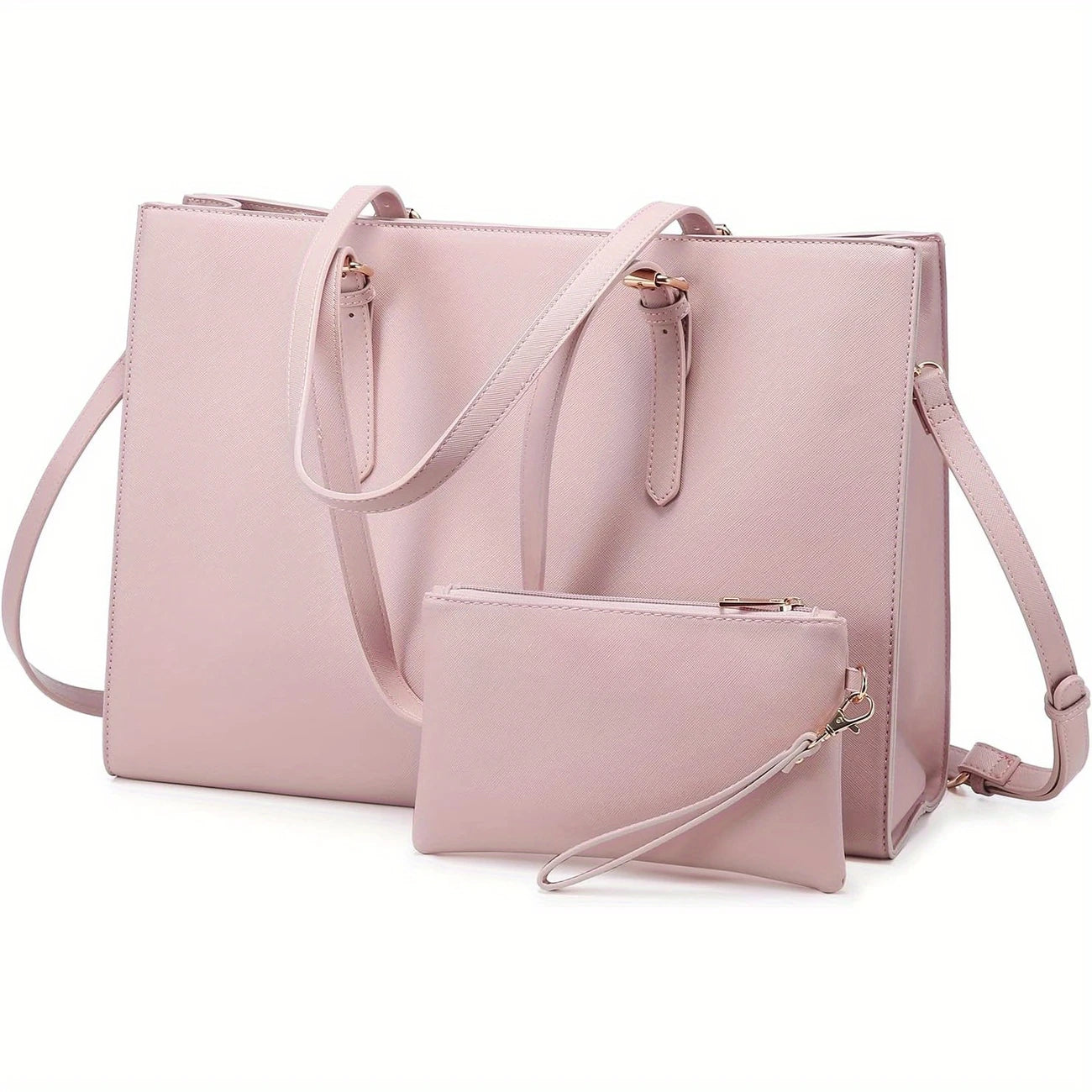 Women Large Capacity Shoulder Bag Set With Clutch Purse, Professional Business Briefcase