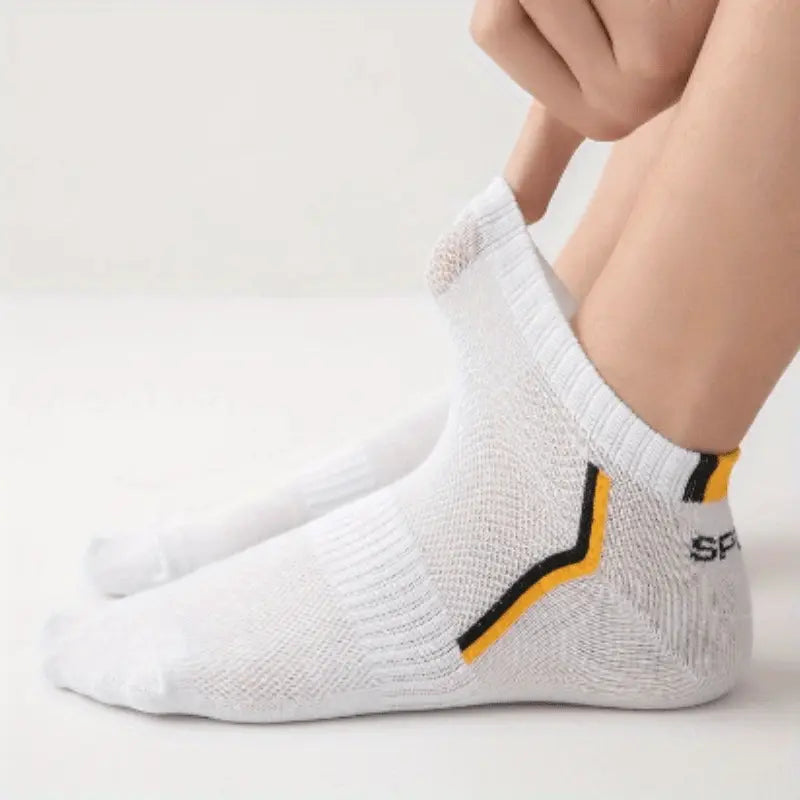 10 Pairs Men's Minimalist Striped Pattern Ankle Chain Socks