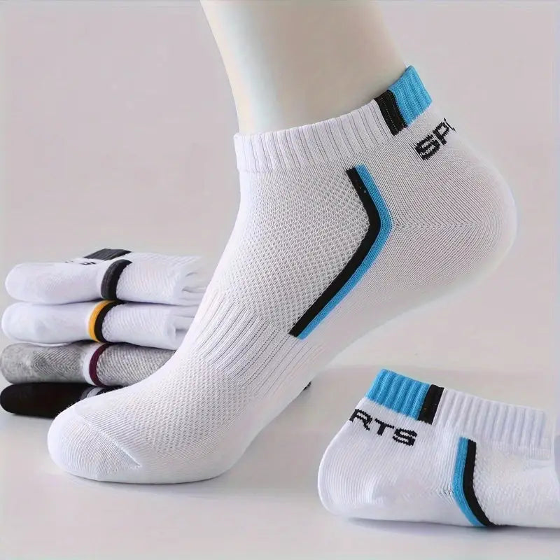 10 Pairs Men's Minimalist Striped Pattern Ankle Chain Socks