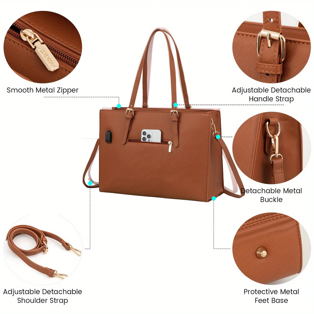 Women, Fashion Computer Tote Bag Large Capacity Handbag, Shoulder Bag Purse Set, Professional Business Work