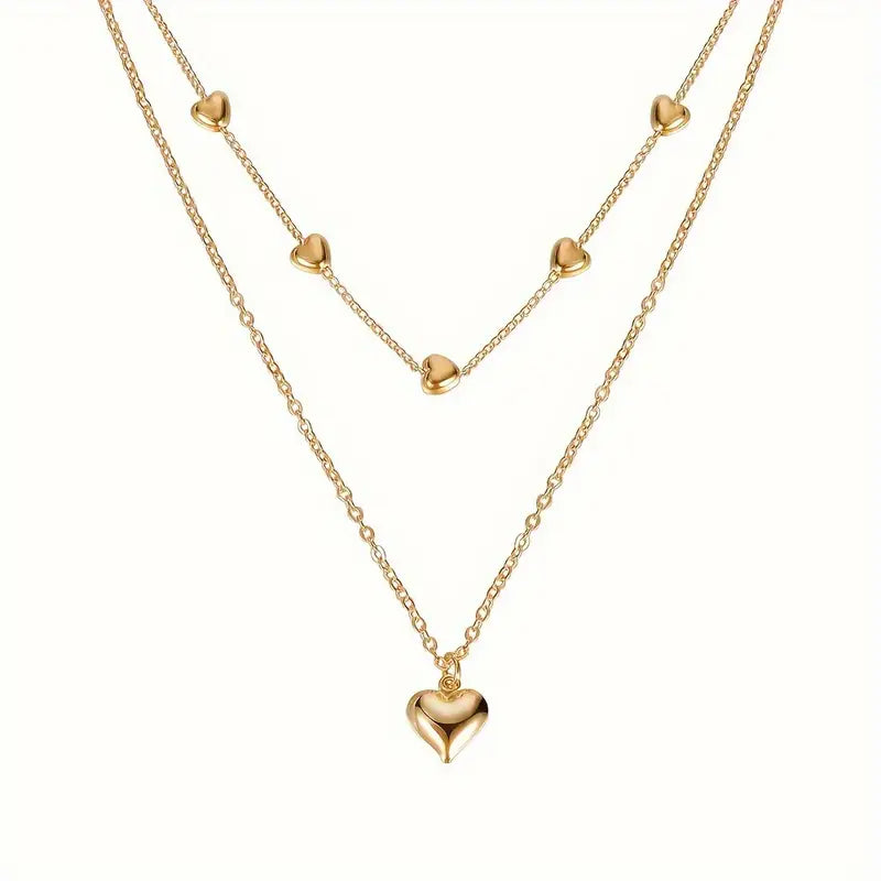 Elegant Double Layer Heart Necklace for Women