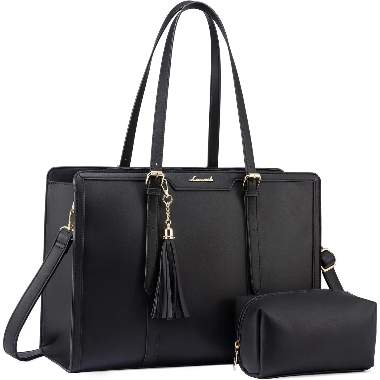 Women, 15.6 inch Canvas Leather Computer bag with Clutch Purse for Business, Travel, Casual