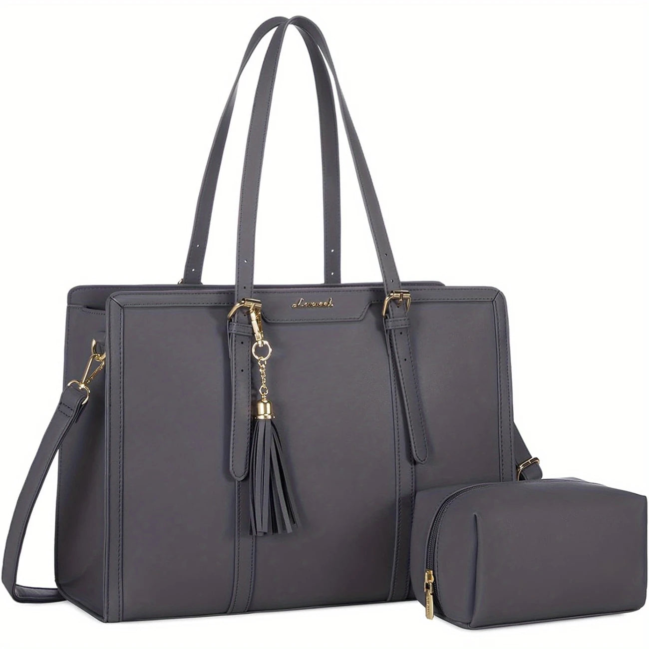 Women, 15.6 inch Canvas Leather Computer bag with Clutch Purse for Business, Travel, Casual