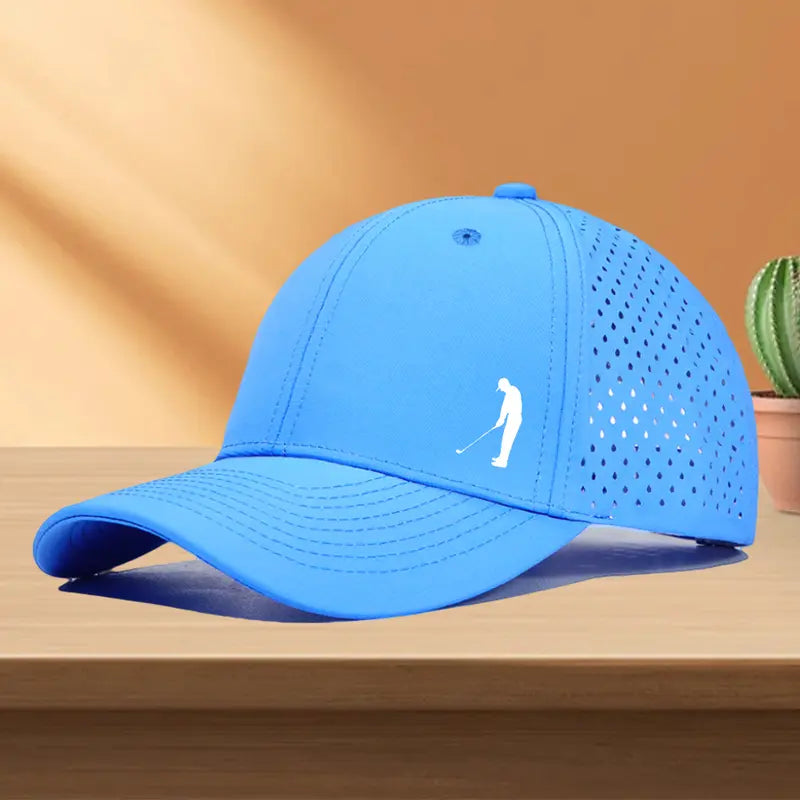 Quick-Dry Golf Cap with "Gentleman Playing Golf" Design