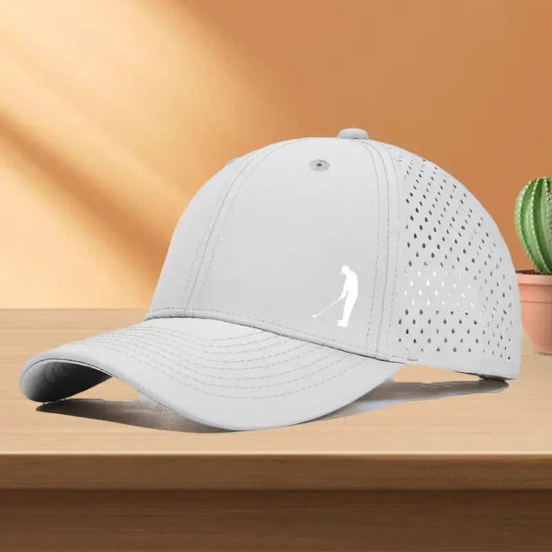 Quick-Dry Golf Cap with "Gentleman Playing Golf" Design