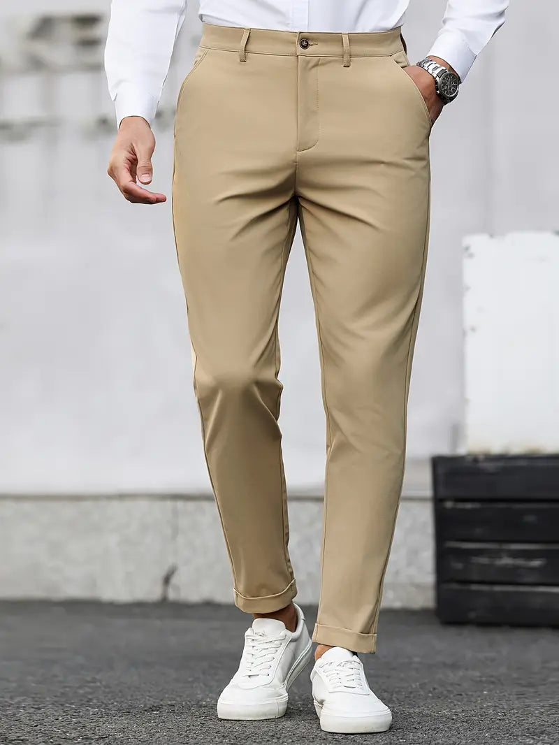 Men’s Beige Stretch Chino Pants