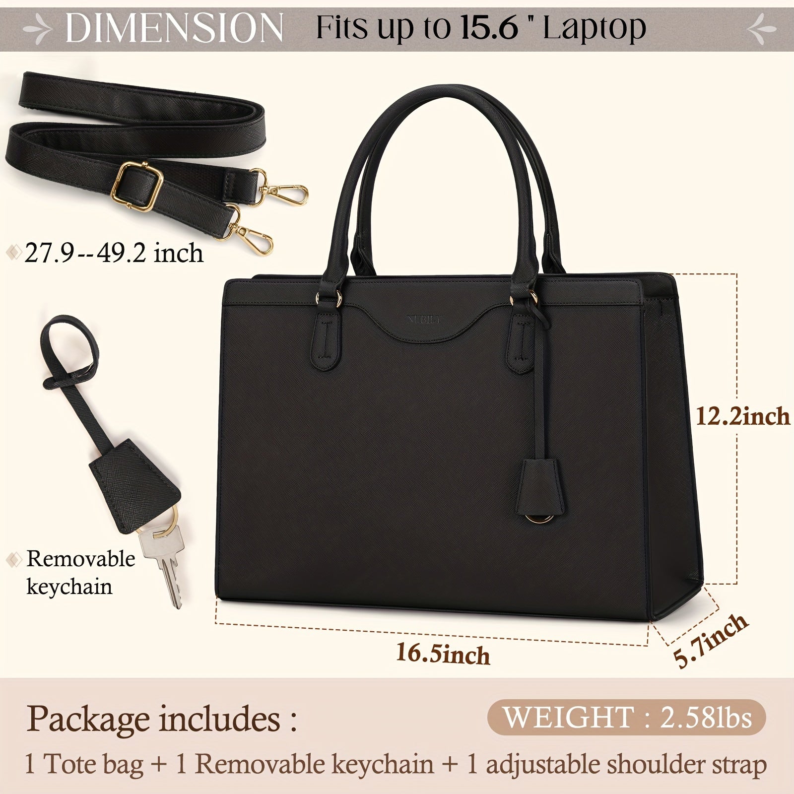 Women Professional Business Office Briefcase with Large Capacity