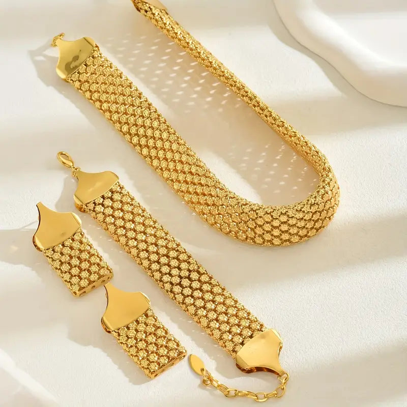 3pcs 18K Golden Plated Jewelry Set