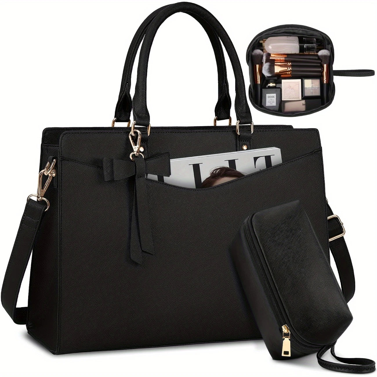 Women 15.6 Inch PU Tote Bag Business Office Work Bags Waterproof Briefcase&nbsp;