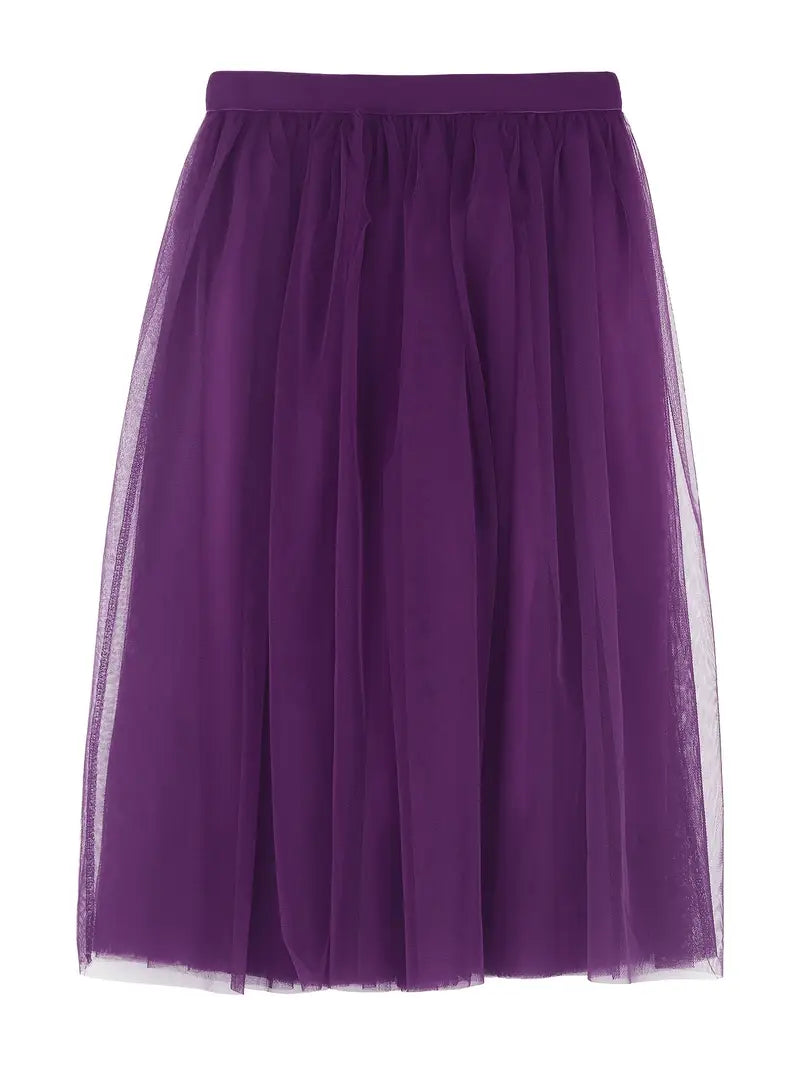 Elegant Solid Color Mesh Skirts for Girls