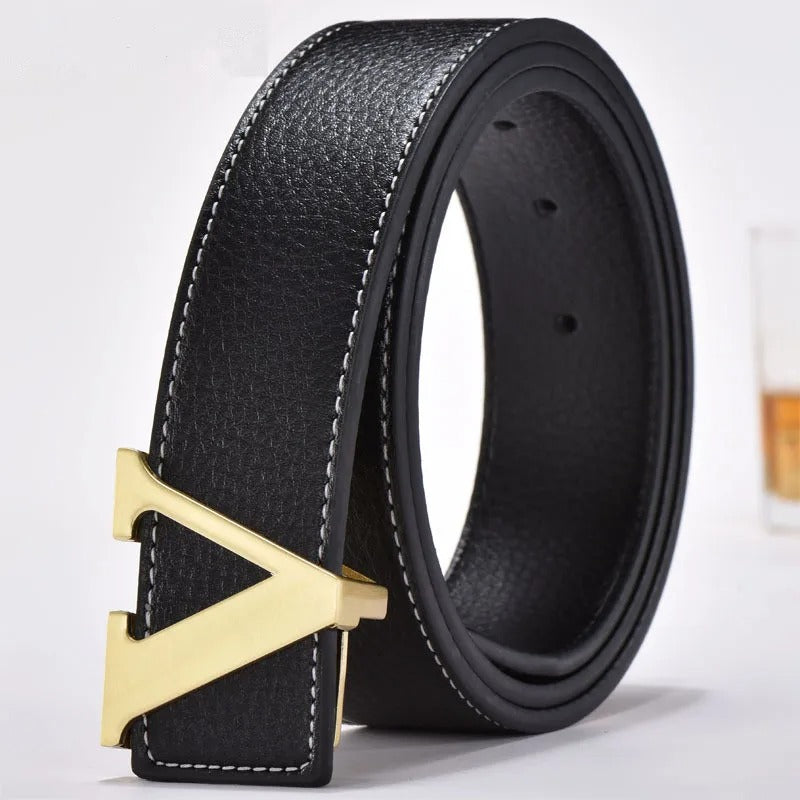 Fashion Belt with Letter V Buckle 125cm