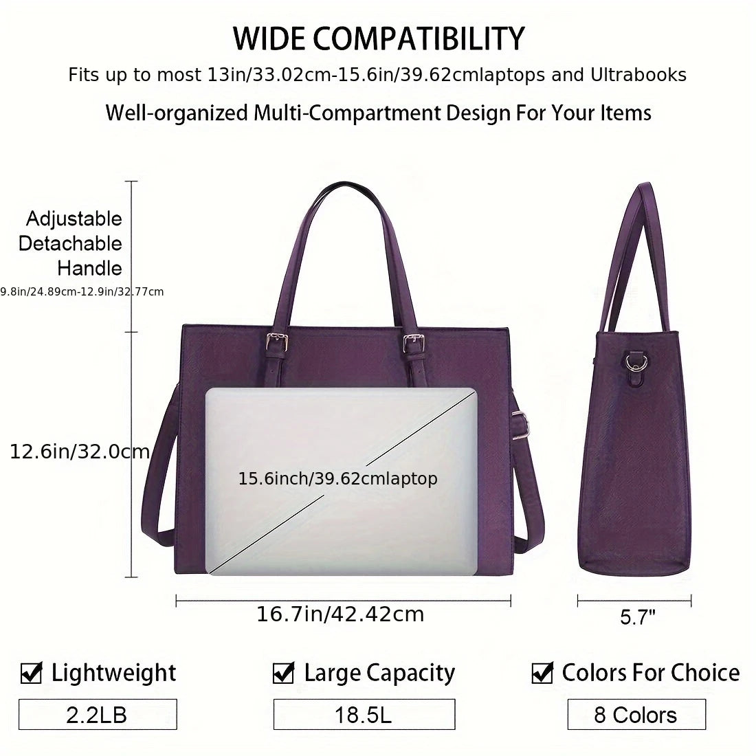 Women Lightweight 15.6 Inch Computer Tote Bag Business Office Briefcase