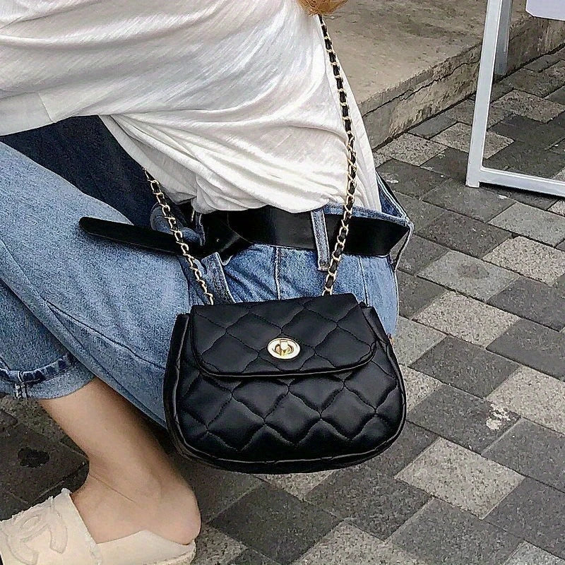 Special-Interest Design Rhombus Chain Cloud Bag Women'S Bag 2024 Popular New Trendy All-Match Mini Messenger Bag
