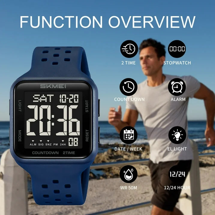 Digital Watch Outdoor Sports Waterproof Large Face Wrist Watches for Men