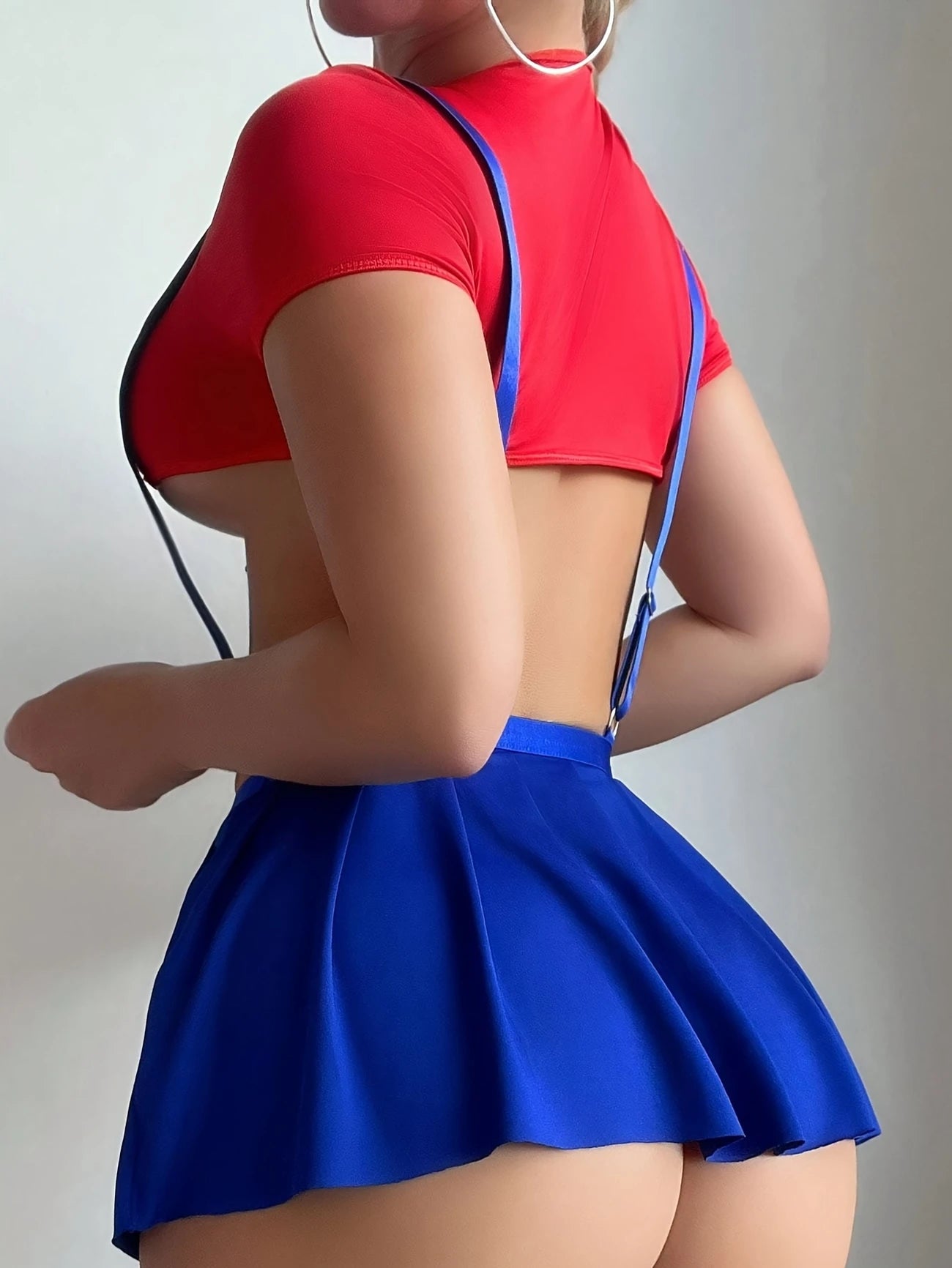 Deep V Strappy Bra  High Waisted Slit Skirt For Women
