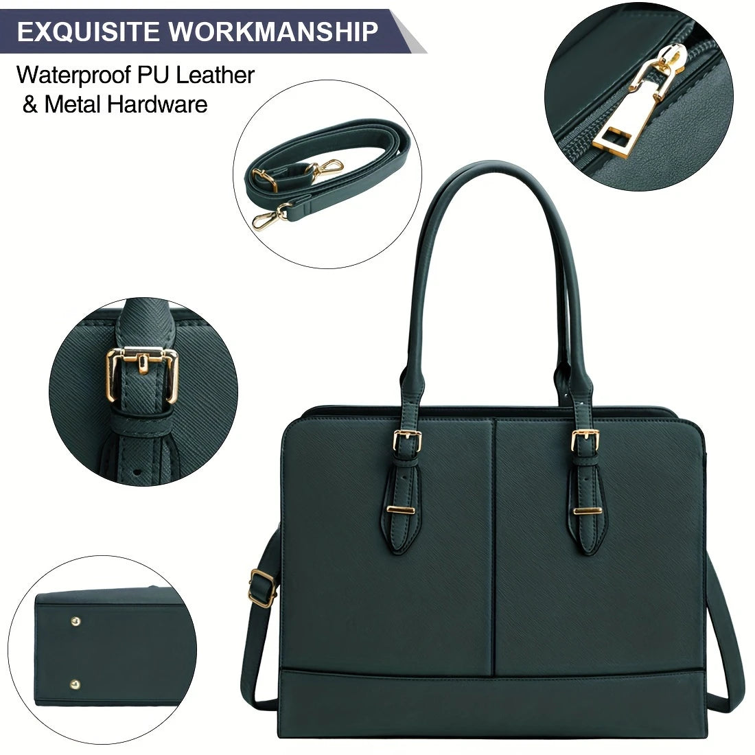 Women's Waterproof Laptop Tote Bag for 15.6 Inch Laptops - Professional Business Work Bag