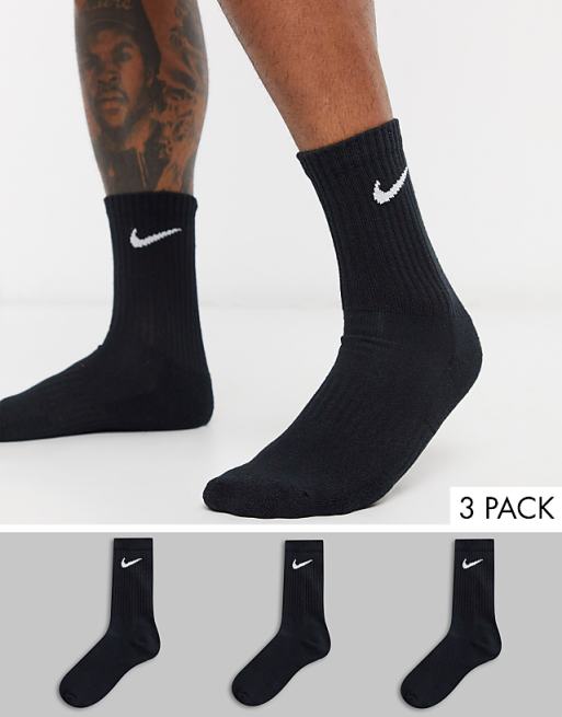Men Nike Training Everyday Cushioned 3 pack crew sock in black