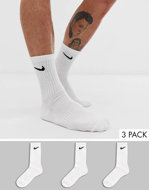 Men Nike Training Everyday Cushioned 3 pack crew sock in white