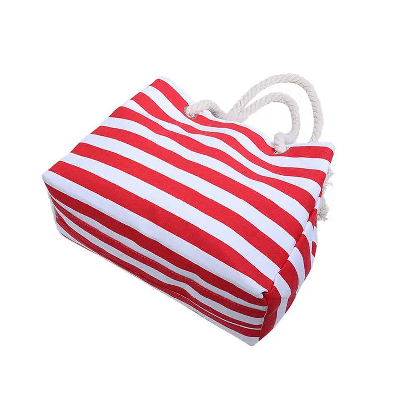 Thick Rope Shoulder Handle Plus Large Capacity Bags With Stripes Pattern