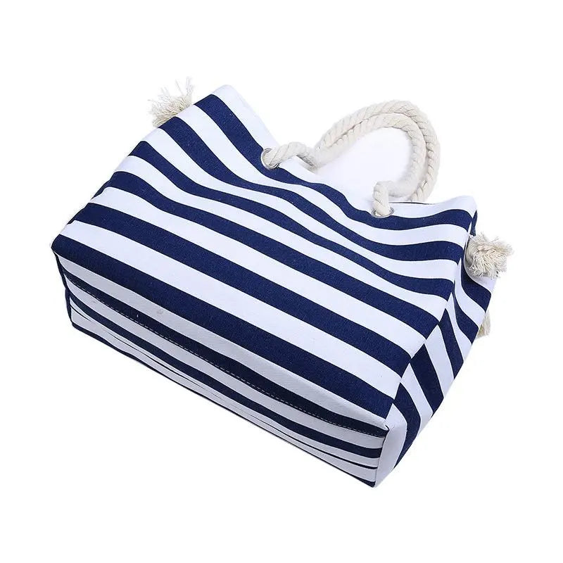 Thick Rope Shoulder Handle Plus Large Capacity Bags With Stripes Pattern