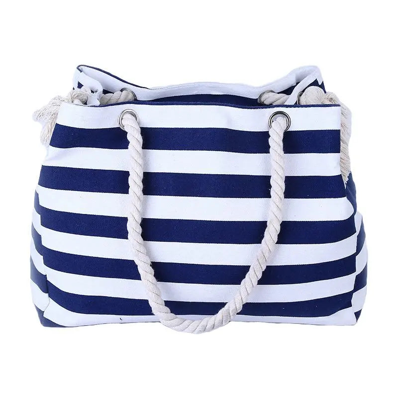 Thick Rope Shoulder Handle Plus Large Capacity Bags With Stripes Pattern