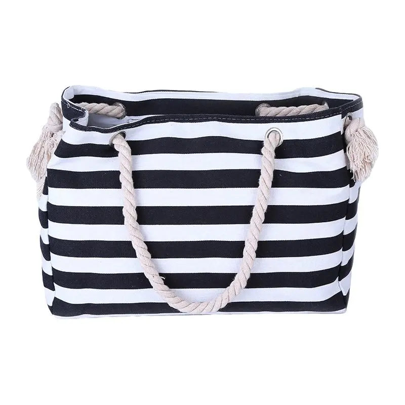 Thick Rope Shoulder Handle Plus Large Capacity Bags With Stripes Pattern